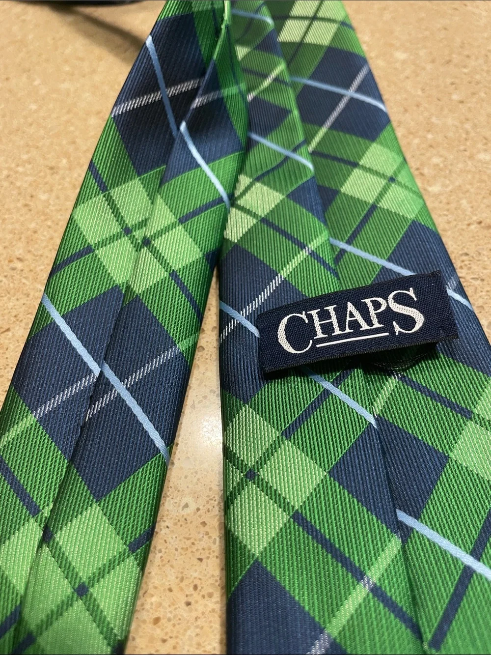 Chaps Green and Navy Plaid Men's Tie
